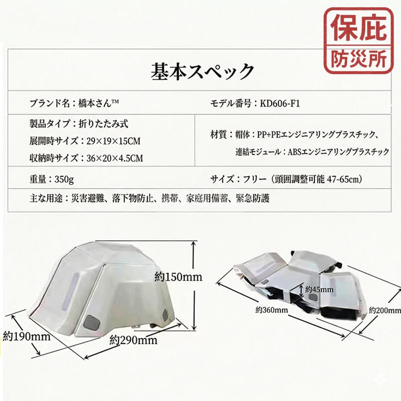 ｜保庇防災所｜日本防災折疊安全帽 避難頭盔 地震 避難 工地安全帽 停電 災害防治 防災用品 工程帽 防護帽 護頭防撞-細節圖5