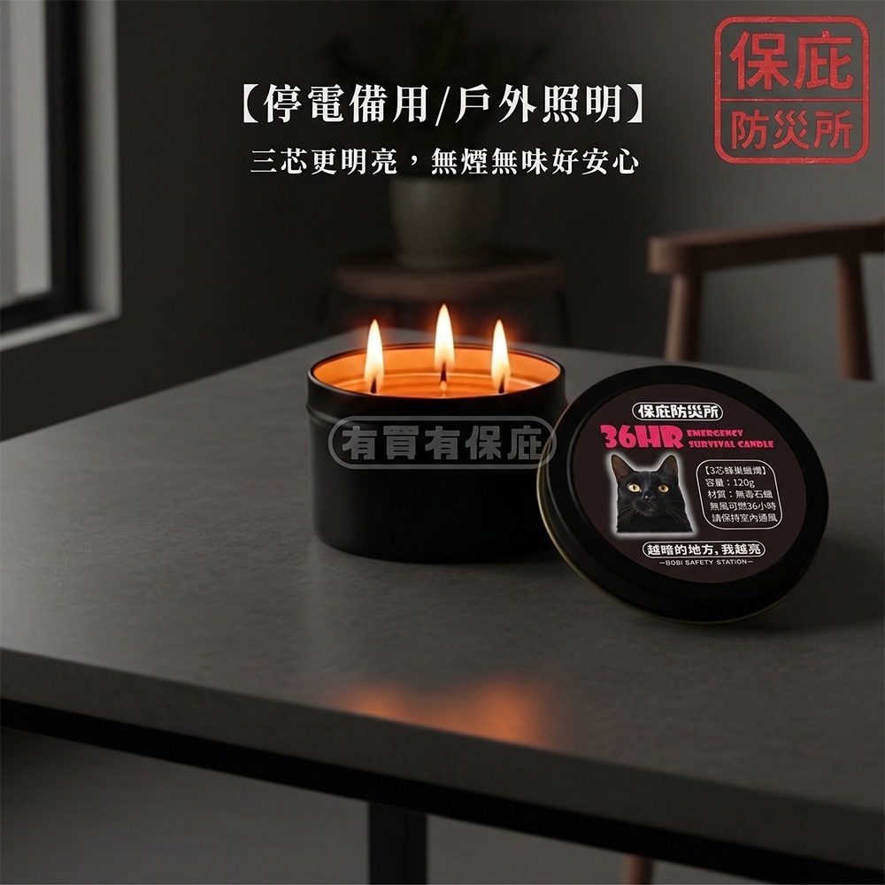 ｜保庇防災所｜三芯更亮！防災蜂巢蠟燭 無煙無臭 防風蠟燭 地震應急蠟燭 緊急停電照明 戶外照明 防災用品儲備 戰備物資-細節圖2