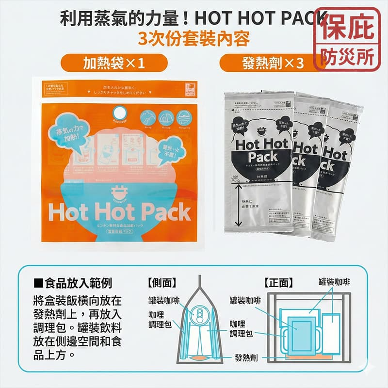 ｜保庇防災所｜日本COGIT 蒸氣加熱包 防災食品加熱 登山露營 停電 免火免電 自熱包 湯罐頭 應急發熱劑 自體加熱包-細節圖3