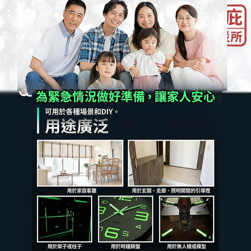 ｜保庇防災所｜蓄光警示止滑貼 夜光貼紙 樓梯防滑條 安全防護 夜光貼紙 防災標示貼 停電應急 居家安全 門把開關提示貼紙-細節圖3