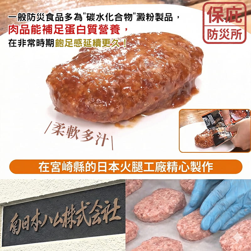 ｜保庇防災所｜日本自衛隊戰鬥糧 ５年保存 4種口味 防災食品 漢堡排 常溫即食料理包 露營 登山糧食 儲備乾糧 居家防災-細節圖2