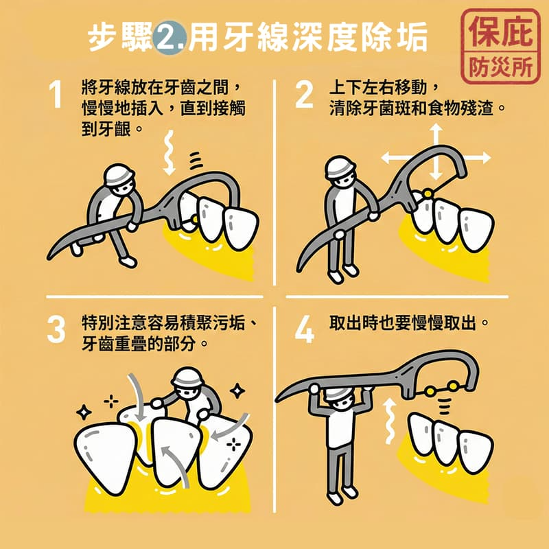 ｜保庇防災所｜日本製 免水潔牙組3日份 牙刷+牙線+潔牙濕巾 防災 潔牙濕紙巾 免漱口刷牙 攜帶式牙線 戶外 旅行牙刷組-細節圖6