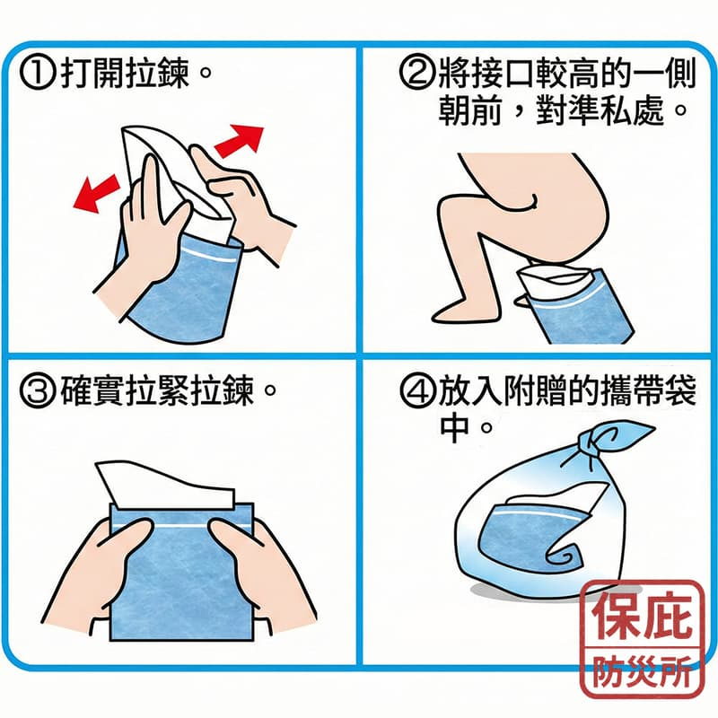 ｜保庇防災所｜日本製 隨身尿袋2入 600ml 簡易廁所 塞車應急 嘔吐袋 露營 登山 避難 消臭凝固劑 防災包 排泄袋-細節圖4