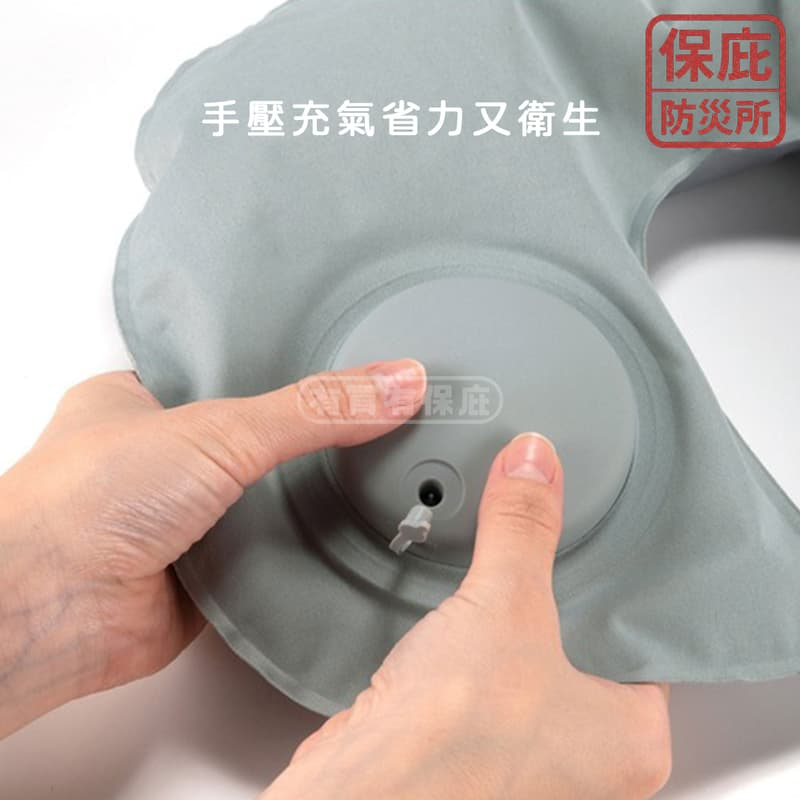｜保庇防災所｜日本進口 按壓式充氣枕 U型枕 旅行枕 飛機頸枕 護頸枕 辦公室 午睡 露營 防災用品 摺疊充氣枕頭 車宿-細節圖5