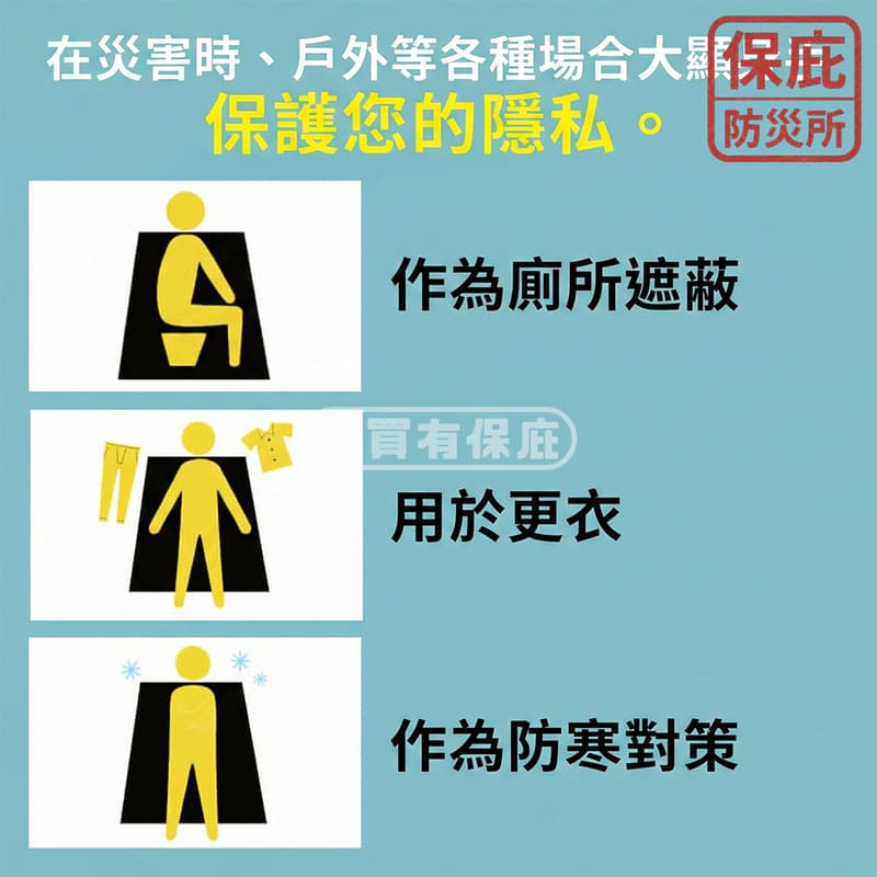 ｜保庇防災所｜日本更衣斗篷 輕便型 沙灘毛巾衣 防災用品 避難 露營戶外 游泳 海邊更衣 浴巾衣 地震臨時更衣 換衣遮蔽-細節圖4