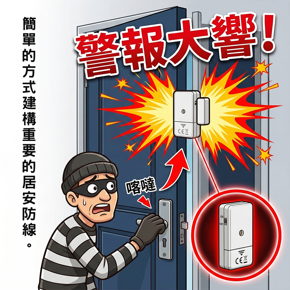 ｜保庇防災所｜開門就響！門窗防盜警報器 安裝簡單 獨居防小偷 磁吸感應 大音量 居家安全 警報器 兒童防護 門窗警示器-細節圖2
