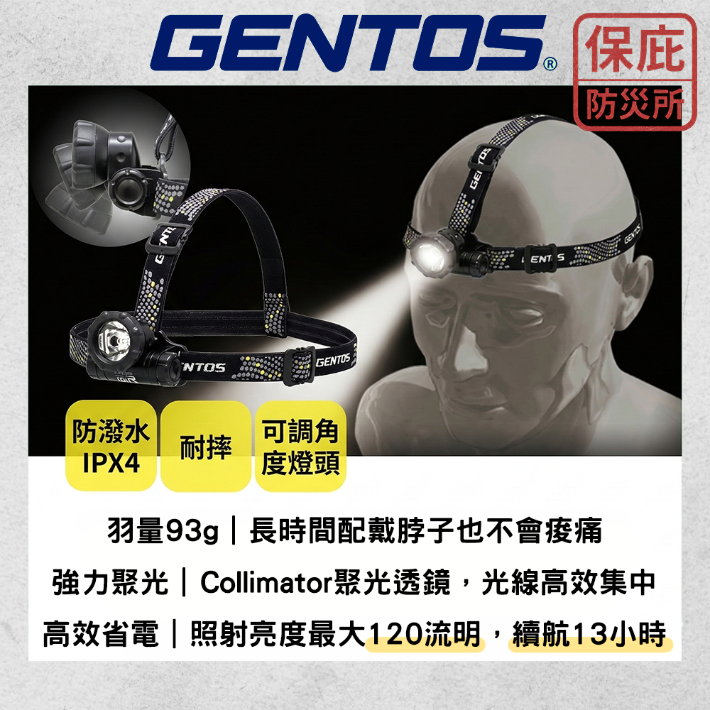 ｜保庇防災所｜13小時續航！GENTOS 日本專業頭燈 GTR-S31D 輕量頭燈 露營 登山照明 釣魚 地震停電防災-細節圖2