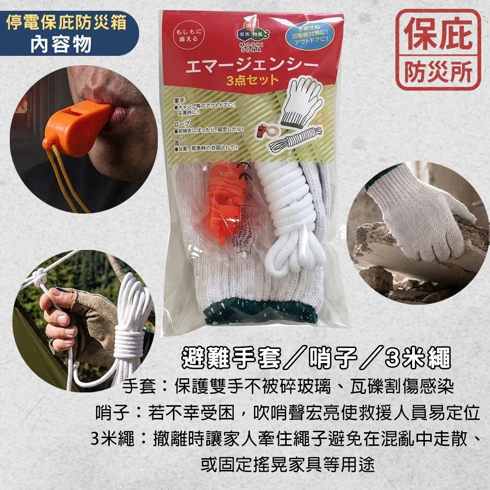 ｜保庇防災所｜地震避難保庇箱 5入優惠組 安全帽+手套+哨子等5件 地震防災包 居家防災 地震逃難 戰備物資 逃生避難所-細節圖3