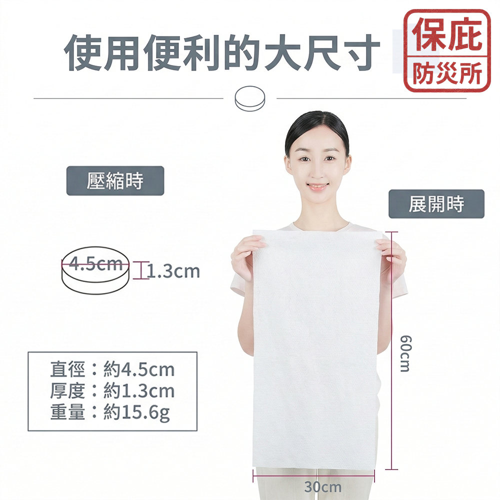 ｜保庇防災所｜小林藥品 6入壓縮毛巾 防災物資 可重複使用 拋棄式毛巾 加厚洗臉巾 出國旅行 登山露營 應急物資 停水-細節圖5