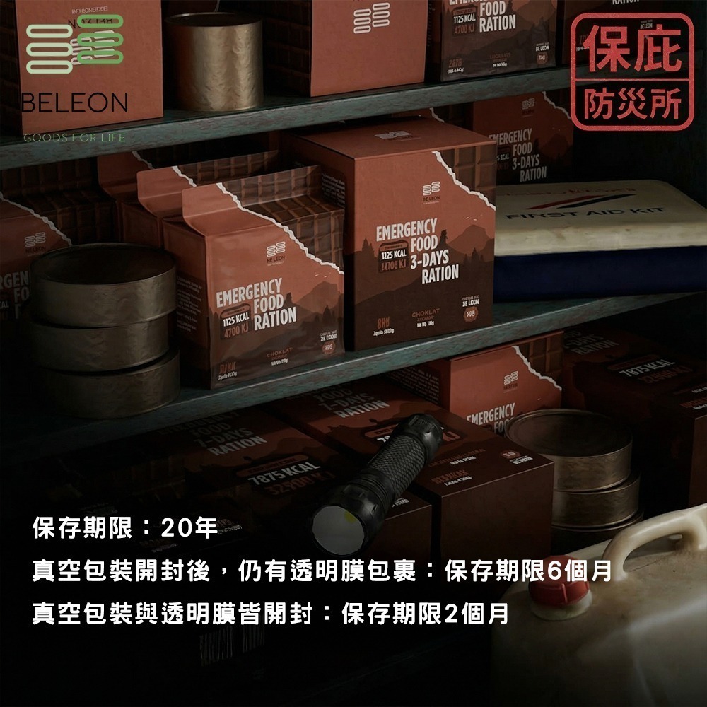 ｜保庇防災所｜1日份1125大卡！20年保存 Beleon緊急口糧 壓縮餅乾 防災食品 戰備乾糧 登山補給 能量棒-細節圖5