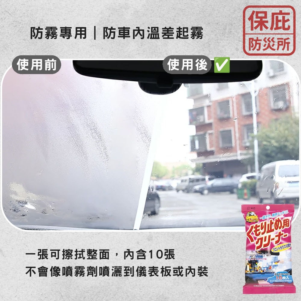 ｜保庇防災所｜行車安全！日本製 防霧/撥水 擋風玻璃鍍膜紙巾 除霧 前擋玻璃防水 雨天視線 撥水 防水劑 防起霧 打蠟-細節圖2