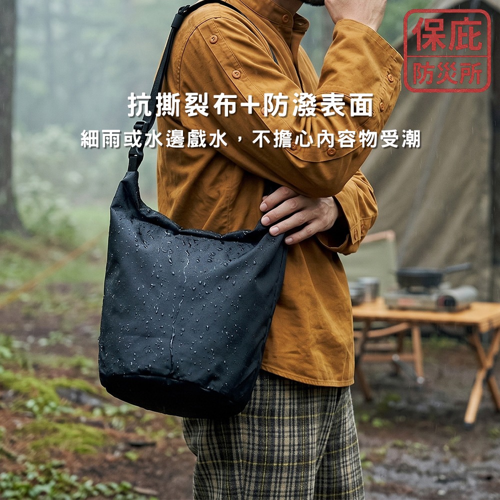 ｜保庇防災所｜防潑水！日本設計捲捲包 購物袋 萬用側背包 側背手提 耐磨 露營 防災防水包 避難包 旅行收納袋 購物袋-細節圖2