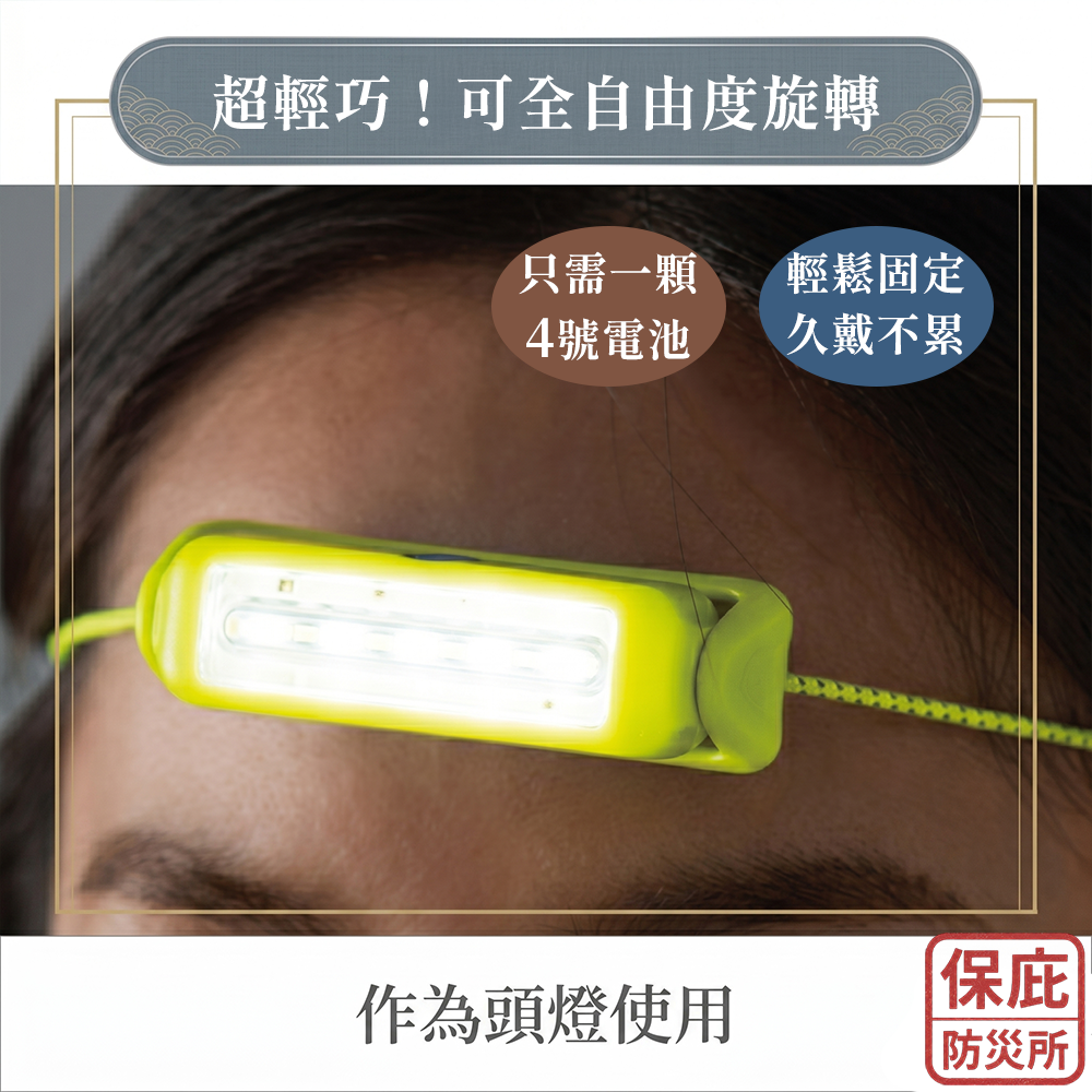｜保庇防災所｜360度旋轉！萬用頭燈 COB強光 露營燈 頸掛 萬用頭燈 停電防災 LED手電筒 登山照明 工作應急燈-細節圖3