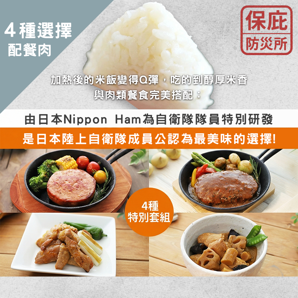 ｜保庇防災所｜１日份MRE行動糧 肉食3份+米飯3份 日本自熱便當 含加熱包 行動軍糧 登山露營 儲備乾糧 防災包-細節圖4