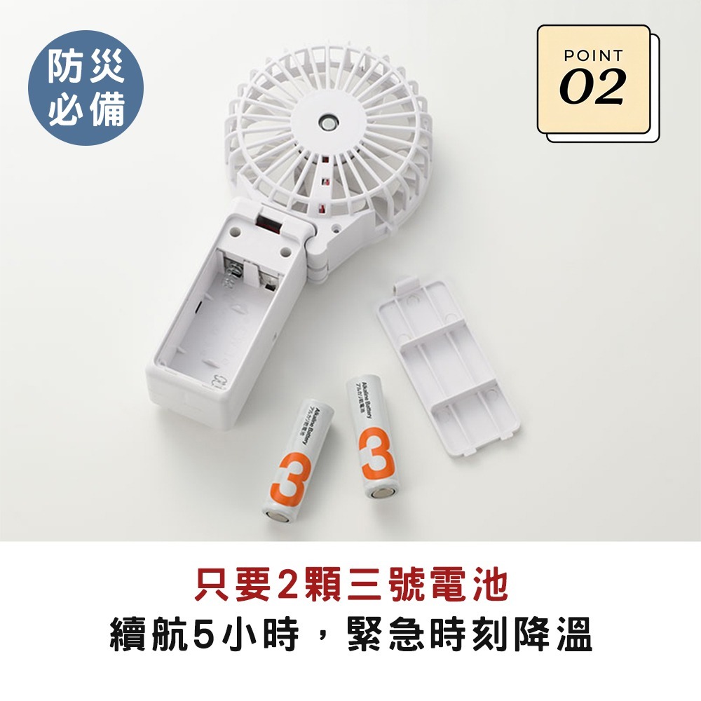 ｜保庇防災所｜電池式防災用 熱傷害對策 日本COLOMO手持風扇／桌上型風扇 2用風扇 隨身風扇 桌上型風扇 折疊風扇-細節圖3