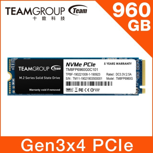 TEAM 十銓 MP33 960GB M.2 PCIe SSD 固態硬碟