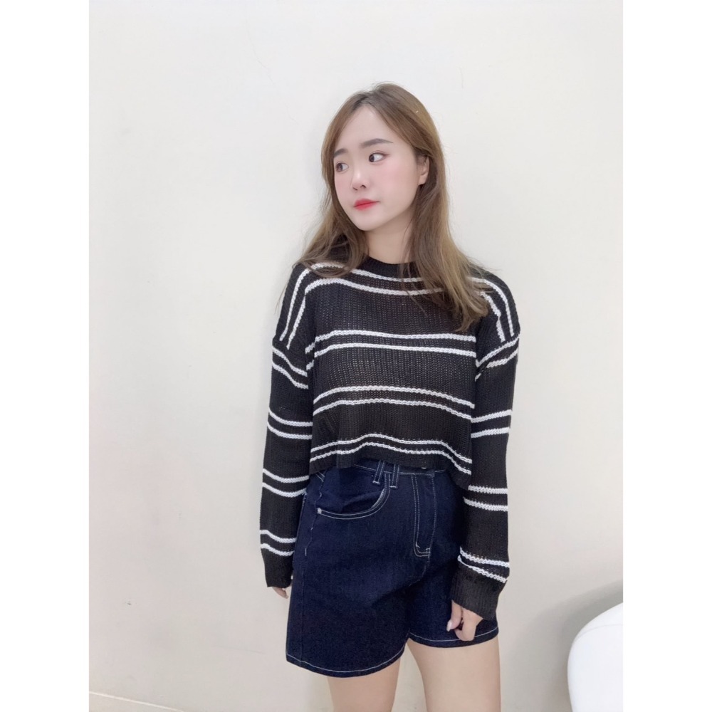 簍空薄款條紋針織衫-規格圖6