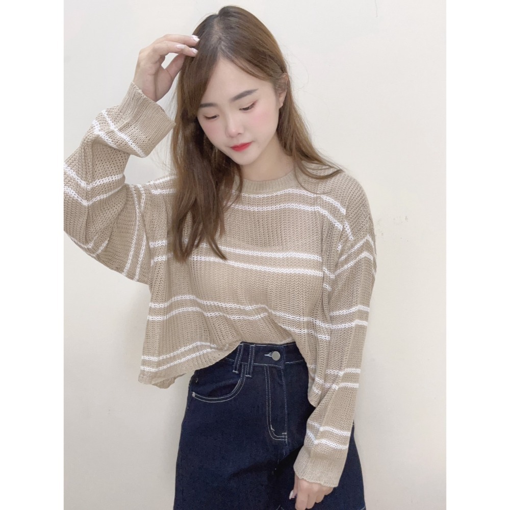 簍空薄款條紋針織衫-規格圖6