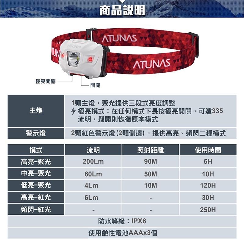 ATUNAS Youdo4閃電輕量化防水頭燈(歐都納/紅光副燈/登山百岳/頭戴式/探照燈/照明燈具)-細節圖4