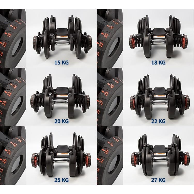 快速調整型啞鈴40公斤(40kg/88磅可調式啞鈴/17段重量/重訓/舉重/速調啞鈴/槓片/槓鈴)-細節圖7