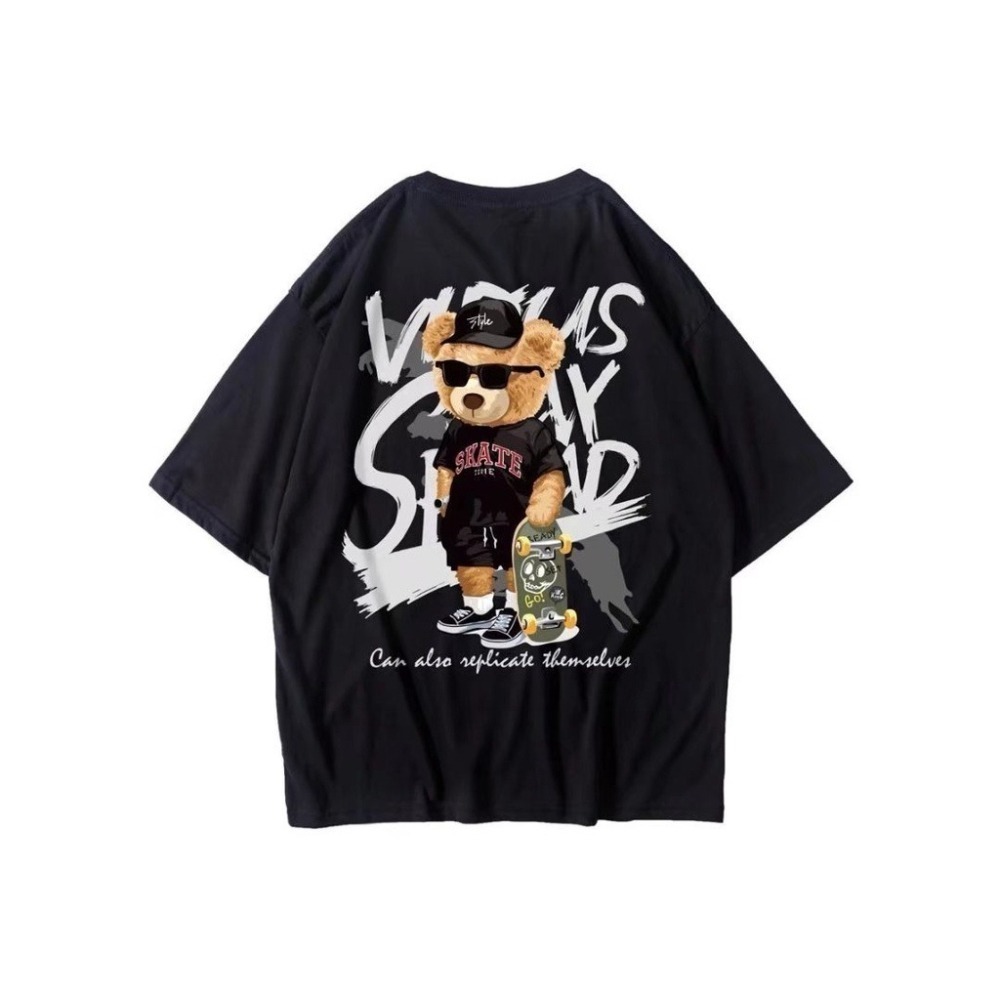 地下室-短袖T恤 韓版嘻哈滑板小熊 大尺碼 8XL 寬鬆 五分袖上衣【NL622174】-細節圖8