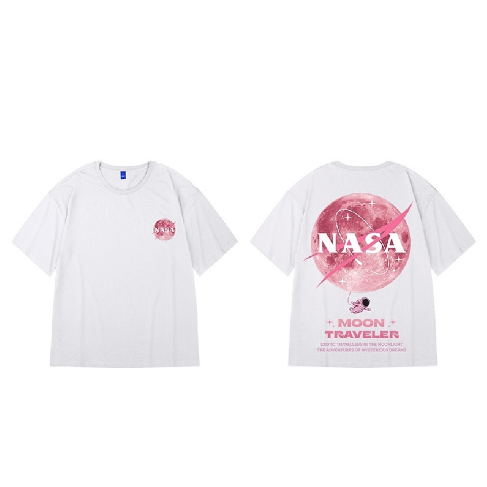 地下室-情侶短T恤 韓版NASA月球印花大尺碼8XL寬鬆短袖五分袖上衣【NL622284】-細節圖6