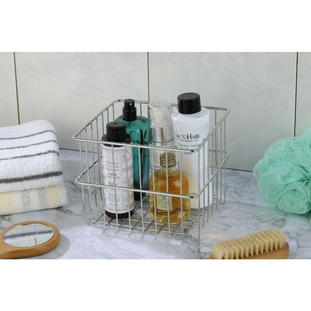 《物廉網》台灣製 皇家 小瓶收納籃 小 不鏽鋼整理籃 置物架 萬用架 304不銹鋼  收納籃 廚房用具 瀝水籃 不鏽鋼籃-細節圖4