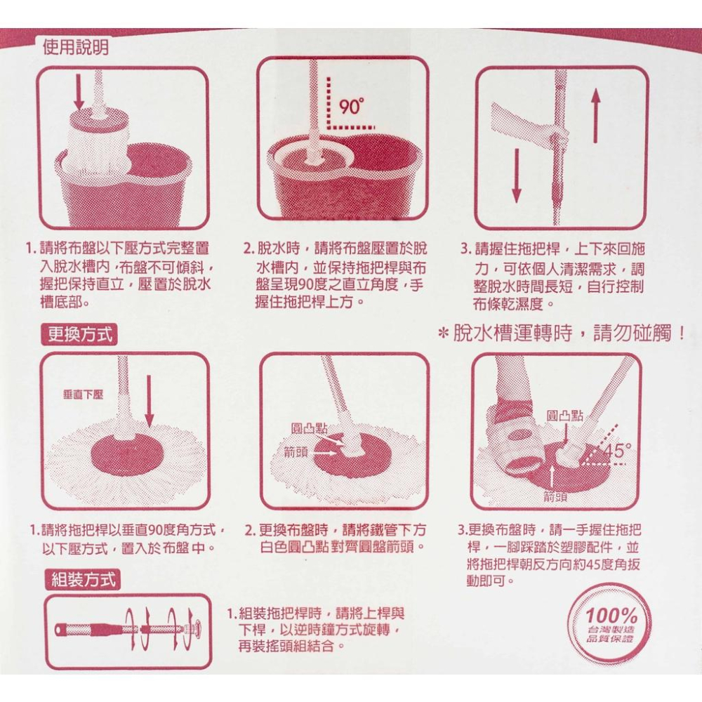 《物廉網》舞水痕黑金剛旋轉拖把組(手壓式) 手壓式旋轉拖把 手壓式拖把 旋轉拖把組 旋轉拖把 旋轉脫水-細節圖6
