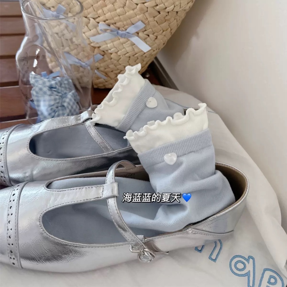 花邊愛心造型中筒襪-細節圖2