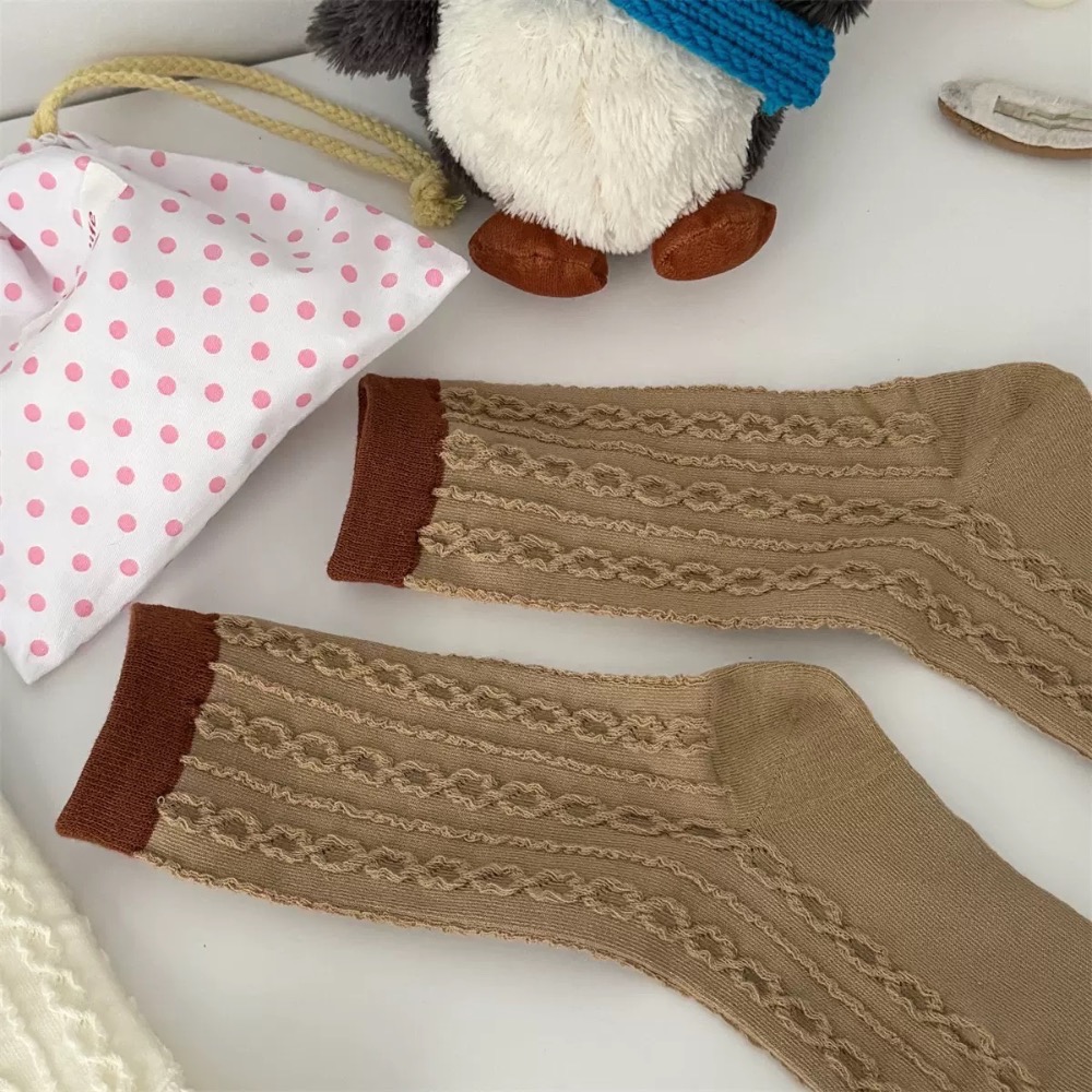 日系撞色麻花襪-細節圖3