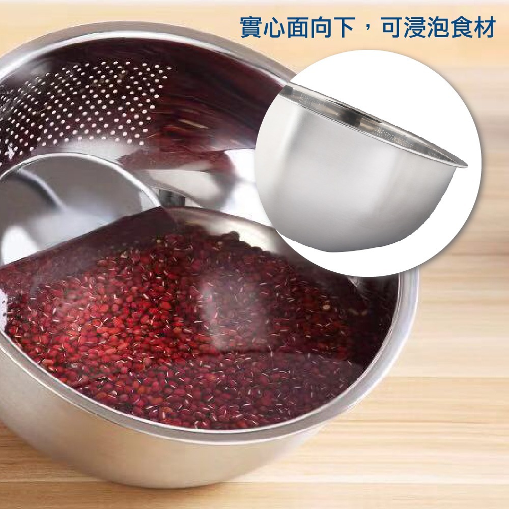 《艾克思》斜底304不鏽鋼洗米.蔬果洗滌瀝水盆_1入-細節圖4