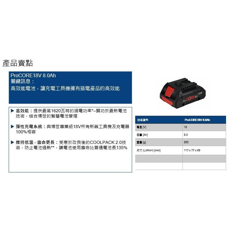 台北益昌  BOSCH HD PROCORE 高密度 電池 18V 4.0Ah 8.0AH 12.0AH-細節圖5