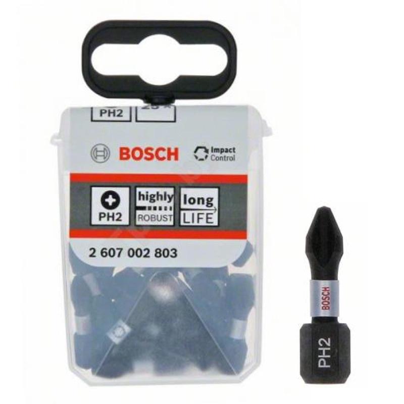 【台北益昌】德國 BOSCH 博世 25mm 高扭力起子頭 / 耐久起子頭 PH2 單頭 十字 起子頭 25入-細節圖2