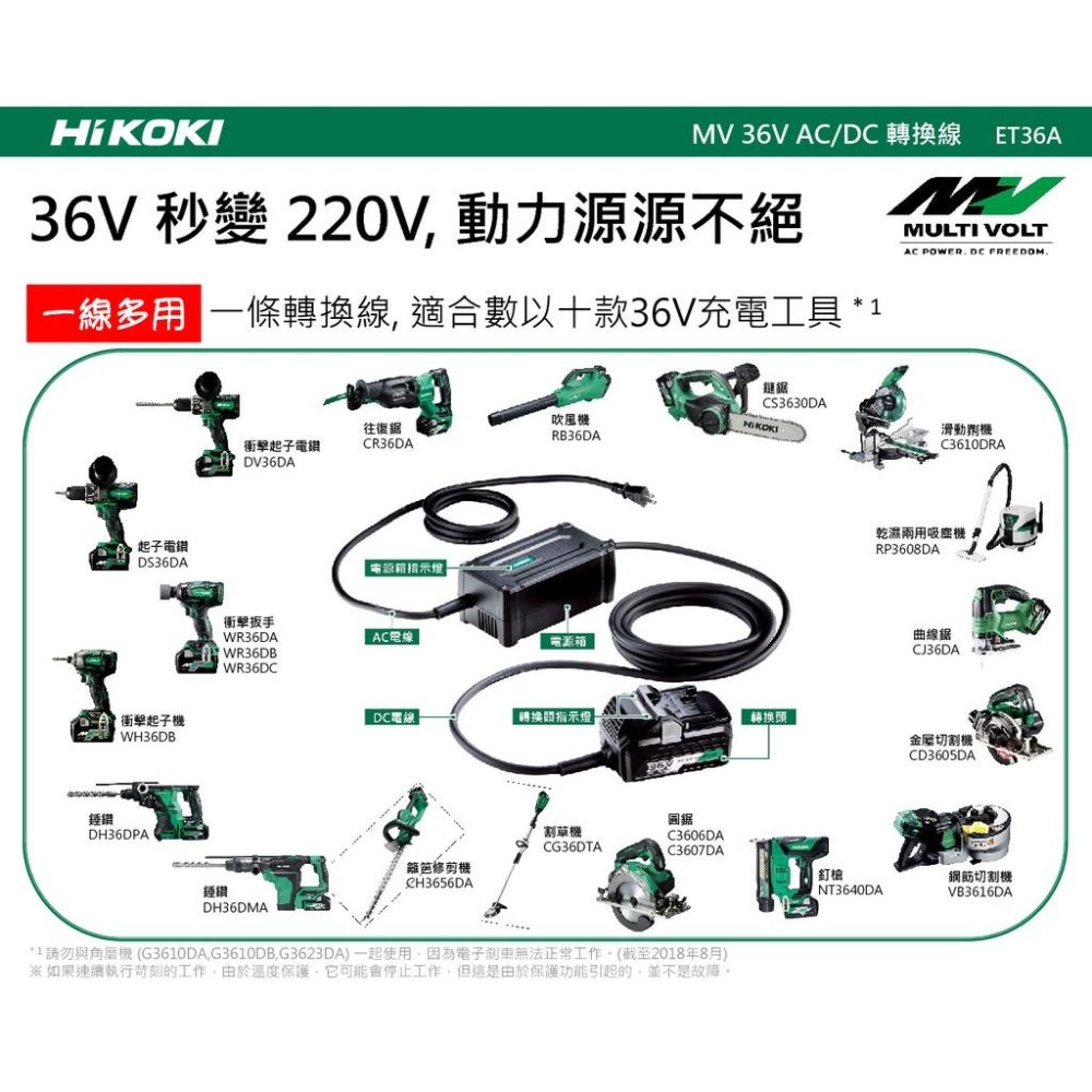 台北益昌 HIKOKI MV AC DC 電源轉換器 ET36A 公司貨 110V 含稅-細節圖3