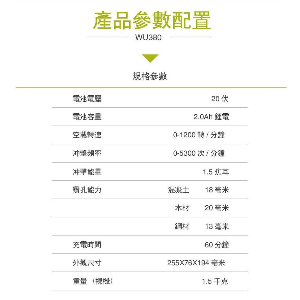 台北益昌 WORX 威克士 20V 鋰電 鎚鑽+電鑽 雙機組 (WU930) 原廠公司貨-細節圖6