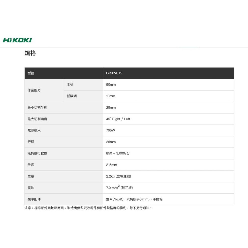 【台北益昌】HIKOKI  CJ90VST2 線鋸機 90mm-細節圖2