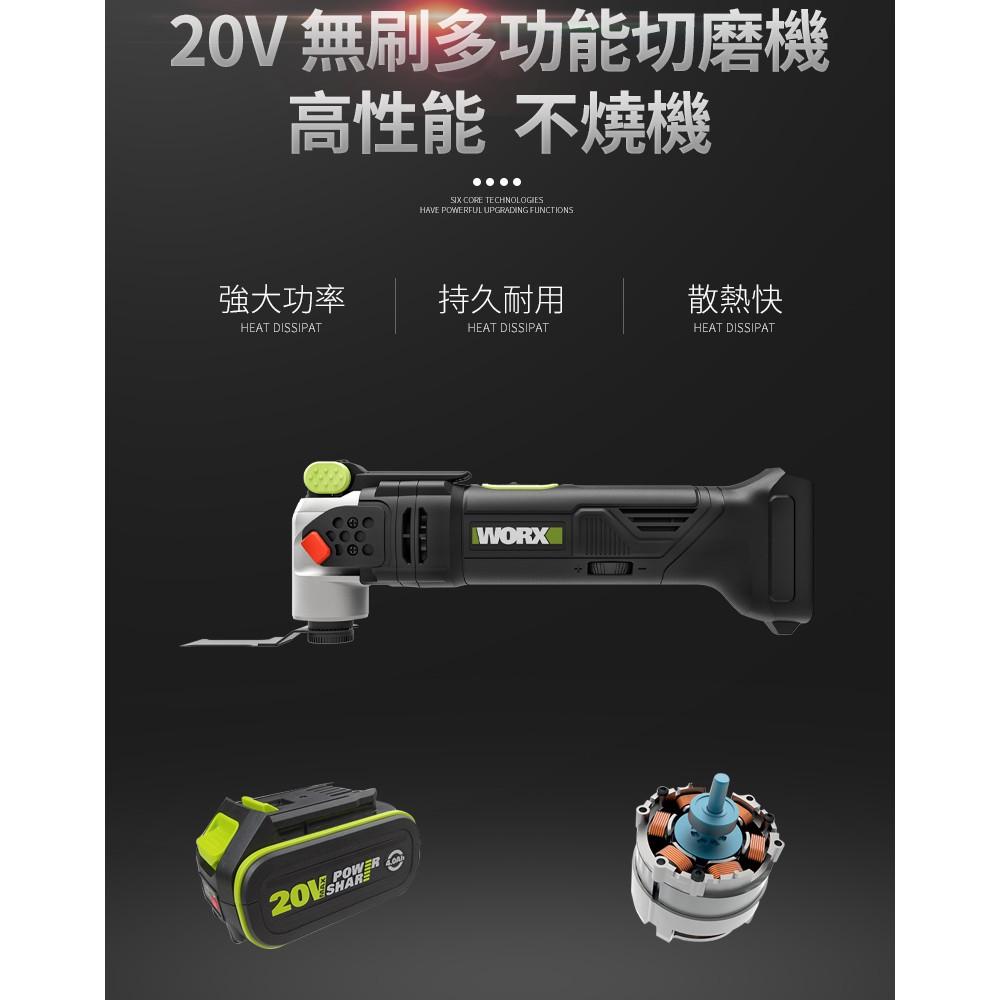 台北益昌 WORX 威克士 20V 無刷 多功能 磨切機 (WU690.1) 原廠公司貨-細節圖2