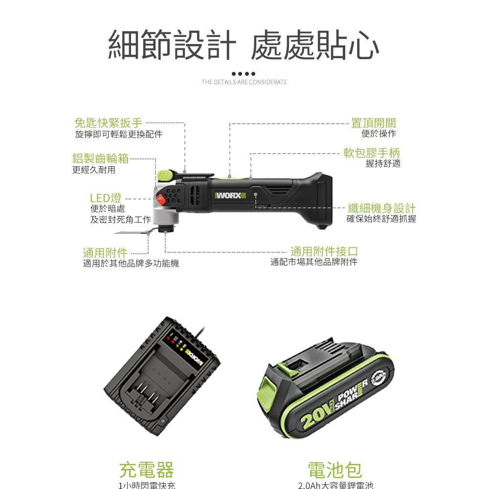 台北益昌 WORX 威克士 20V 無刷 多功能 磨切機 (WU690.1) 原廠公司貨-細節圖3