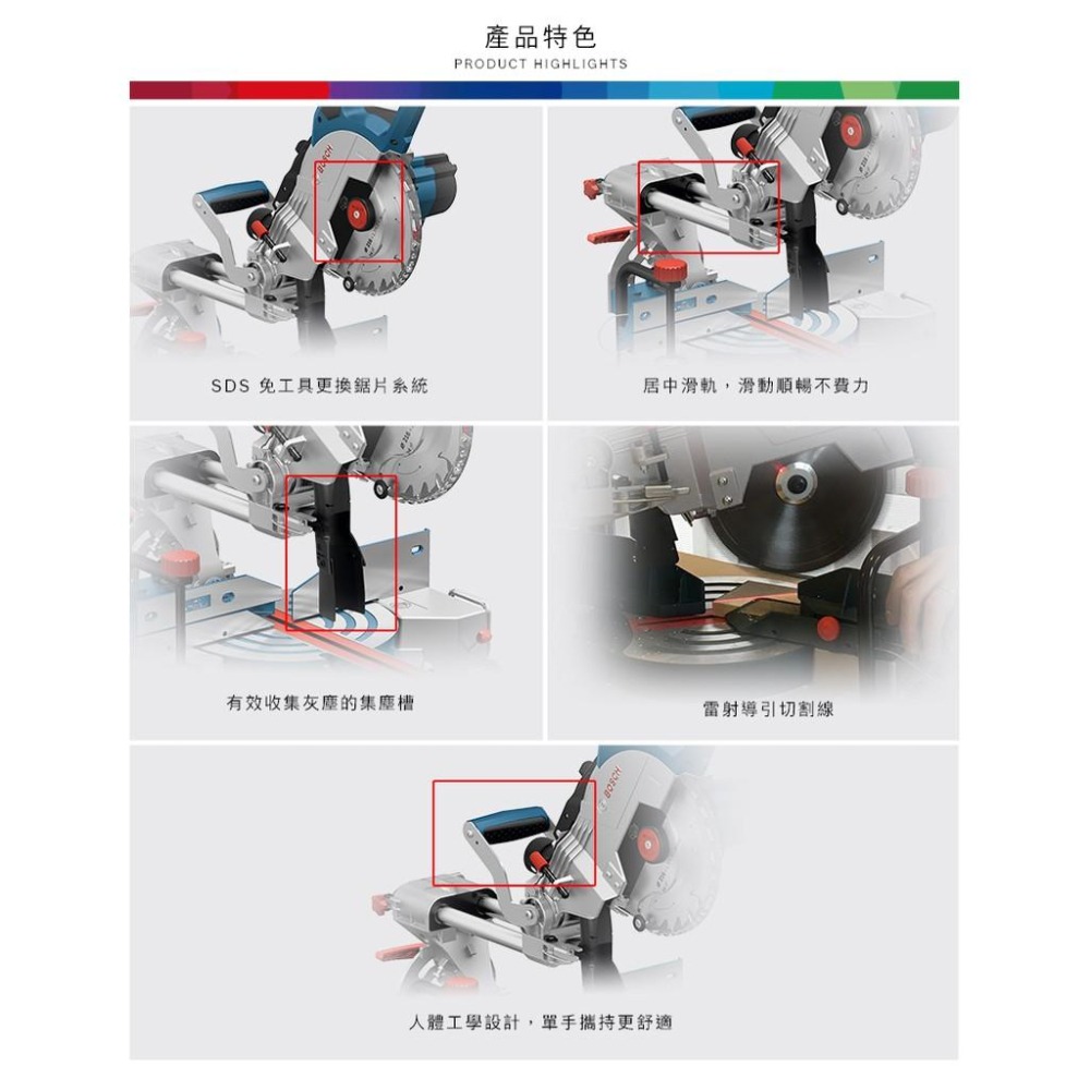 台北益昌 送鋸片 博世 BOSCH 雙渦輪 18V 鋰電 木工 滑軌 多角度 切斷機 GCM 18V-216 單主機-細節圖4