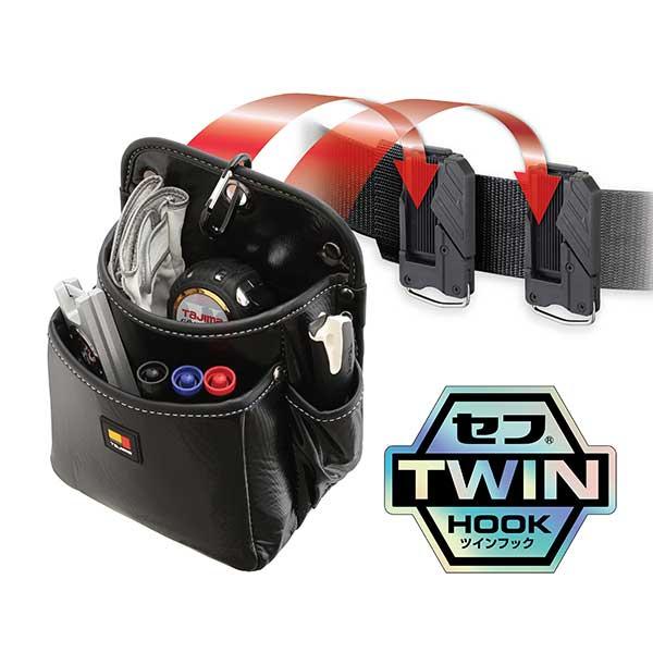【台北益昌】TAJIMA 田島 雙快扣 電工 腰袋 雙層 工具袋 (大) 新款 SFKBN-DK2L2H 附 登山扣-細節圖4