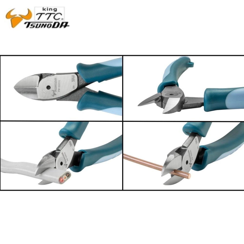 【台北益昌】日本 角田 TTC PW-332DG PW-334DG 薄刃 VVF線專用 強力 斜口鉗 尖嘴鉗-細節圖7