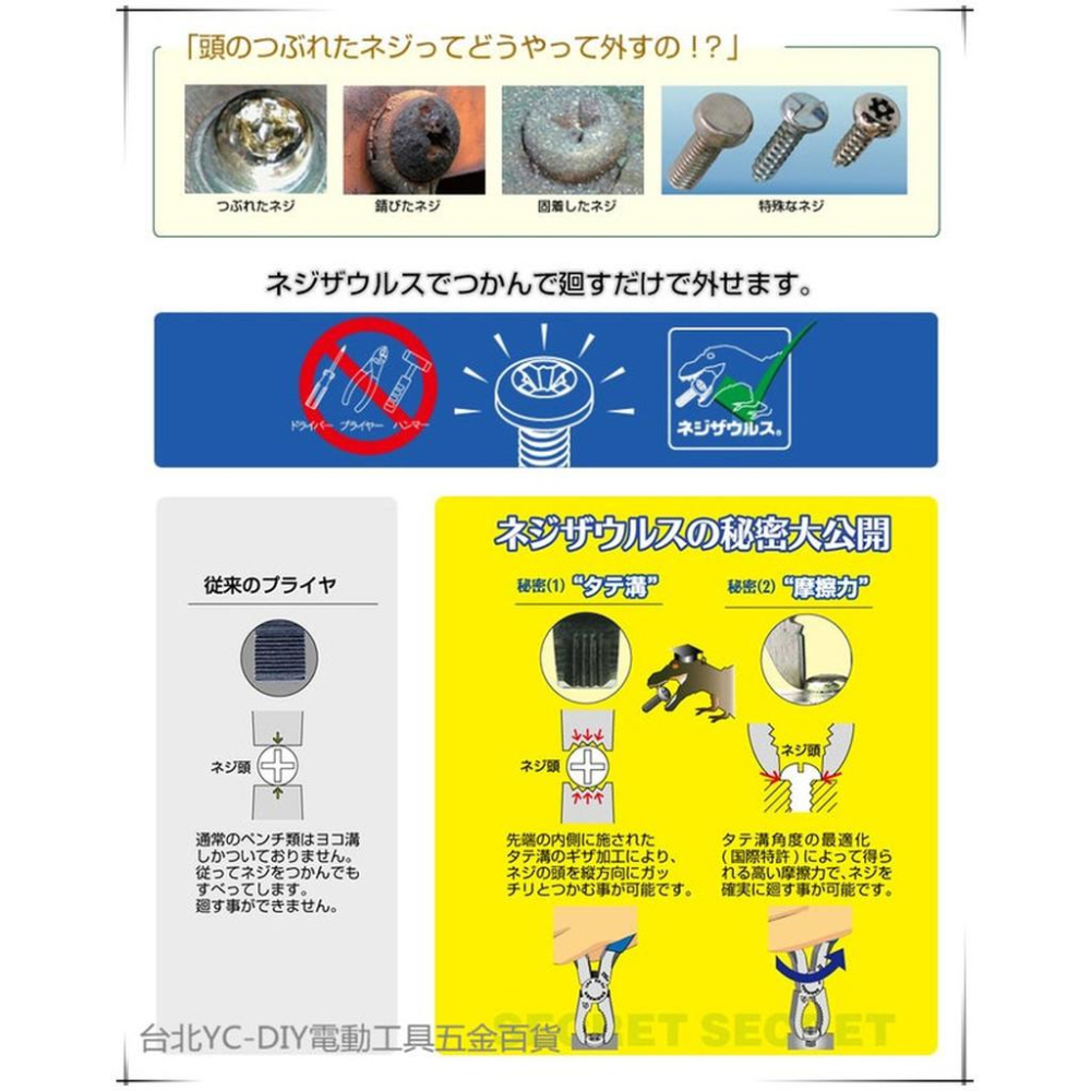 【台北益昌】日本 ENGINEER 生鏽滑牙螺絲剋星 PZ-59 暴龍鉗 強力螺絲鉗老虎鉗 長200mm PZ-58升級-細節圖4