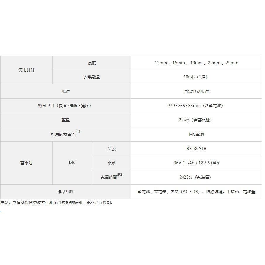 【台北益昌】  HIKOKI 單電2.5AH MV(36V)無刷釘槍機(ㄇ型釘) N3610DJ 公司貨-細節圖2