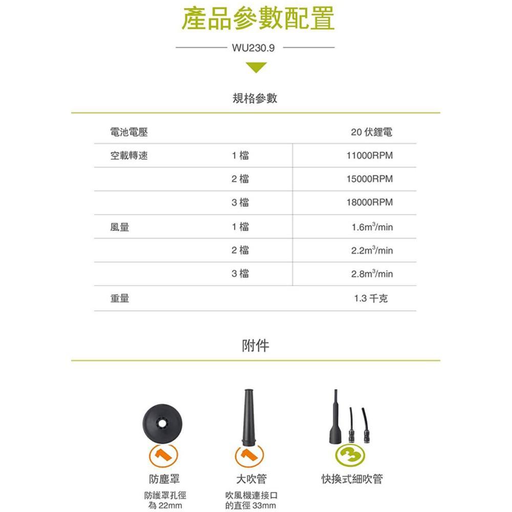 台北益昌 WORX 威克士 三段式 鋰電 吹風機 空機  (WU230.9) 原廠公司貨-細節圖8