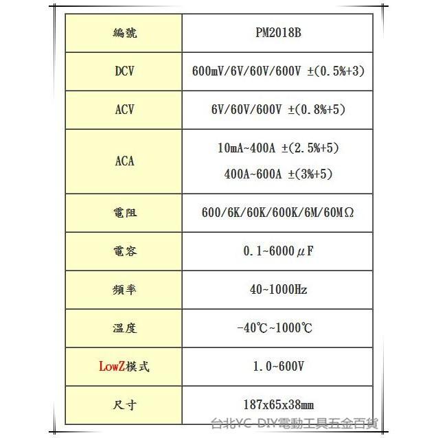 【台北益昌】PEAKMETER PM2018B 交流鉤表 鉤錶 交流 電表 電錶-細節圖2