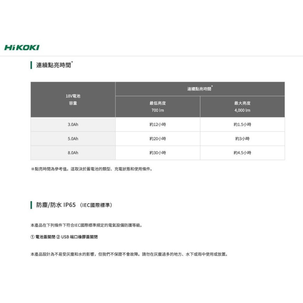 【台北益昌】HIKOKI UB18DC 18V LED照明燈 工作燈 亮度可調 700~4000流明 空機-細節圖6
