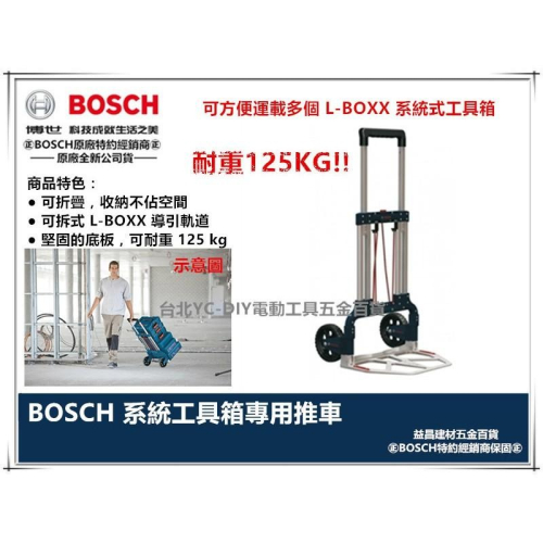 【台北益昌】來電3700 最大承重125Kg 德國 BOSCH L-BOXX 系統式工具箱專用兩輪推車