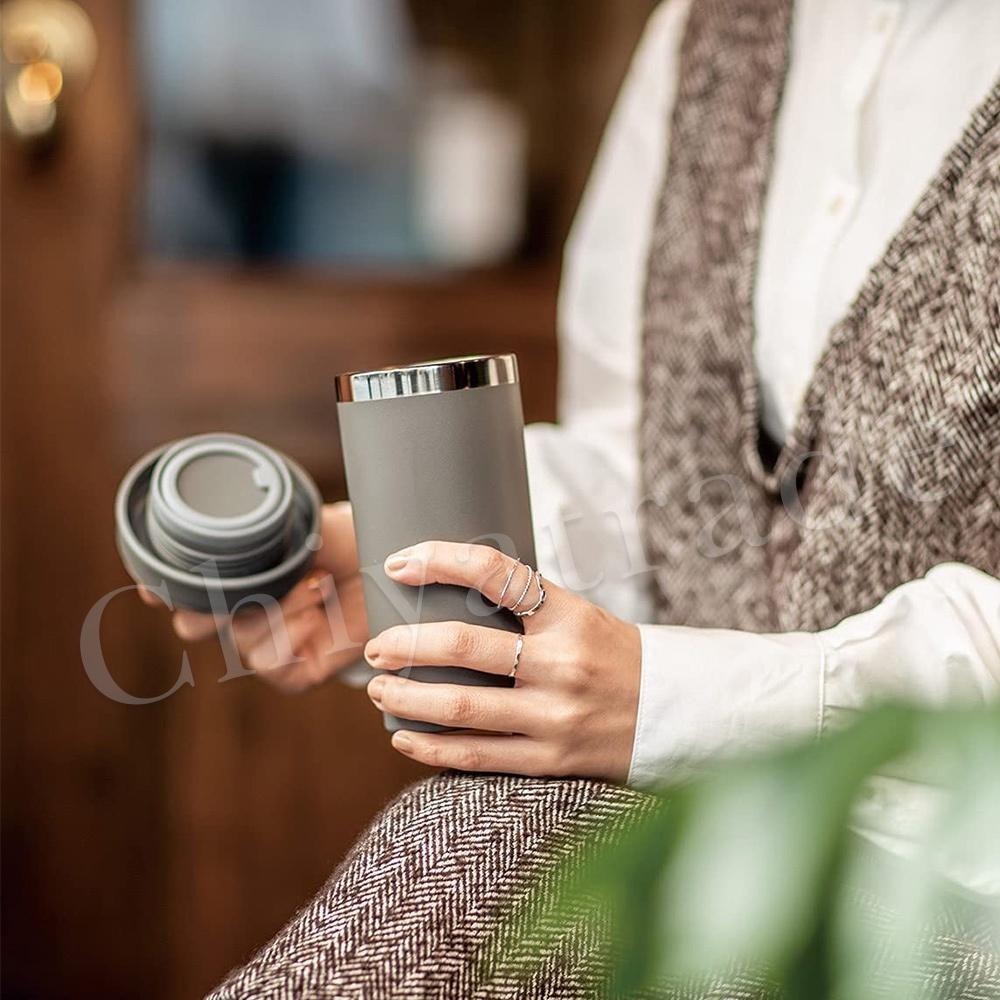 【日本孔雀Peacock】手提式City城市 咖啡杯 保冷保溫杯300ML/400ML/500ML-米白/煙藍/灰黑-細節圖2