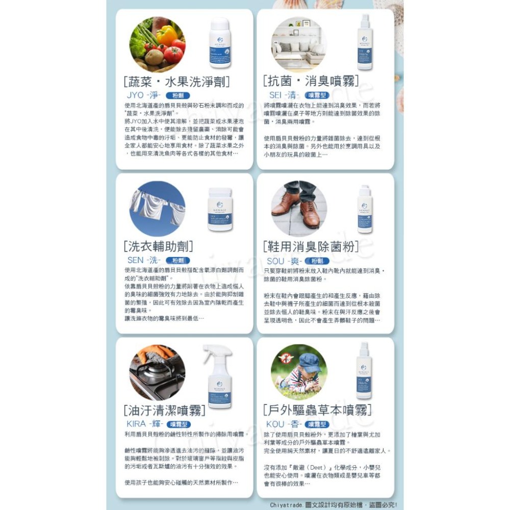 公司貨【MENAGE】日本製 北海道扇貝 淨力JYO貝殼粉 肉 魚 蛋類 蔬果洗淨劑 潔淨粉 80g-細節圖3