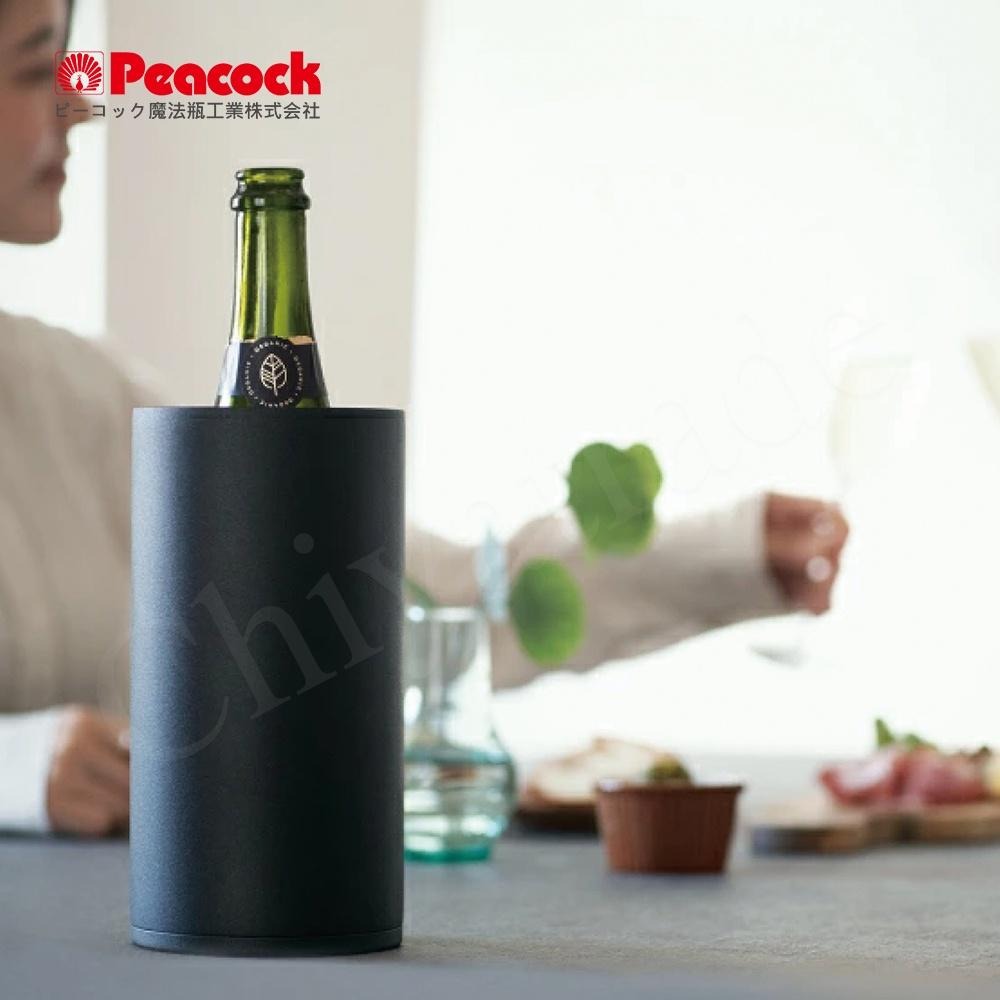 【日本孔雀Peacock】不鏽鋼真空斷熱 保冰桶 酒器 兼容多種酒瓶型 保冷保溫-磨砂黑-細節圖4